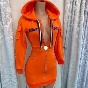 Cute sweater zip up dress